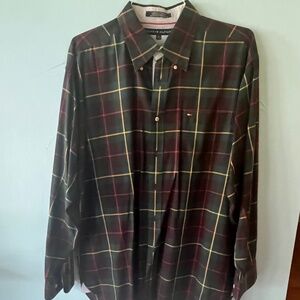 Vintage Tommy Hilfiger Classic Plaid Long Sleeve Button Up Shirt Sz XL
